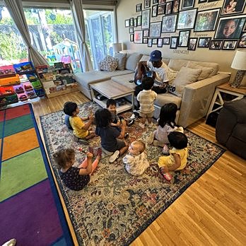 Children gathered on the rug for circle time