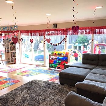 Cozy family room with Valentine's decorations